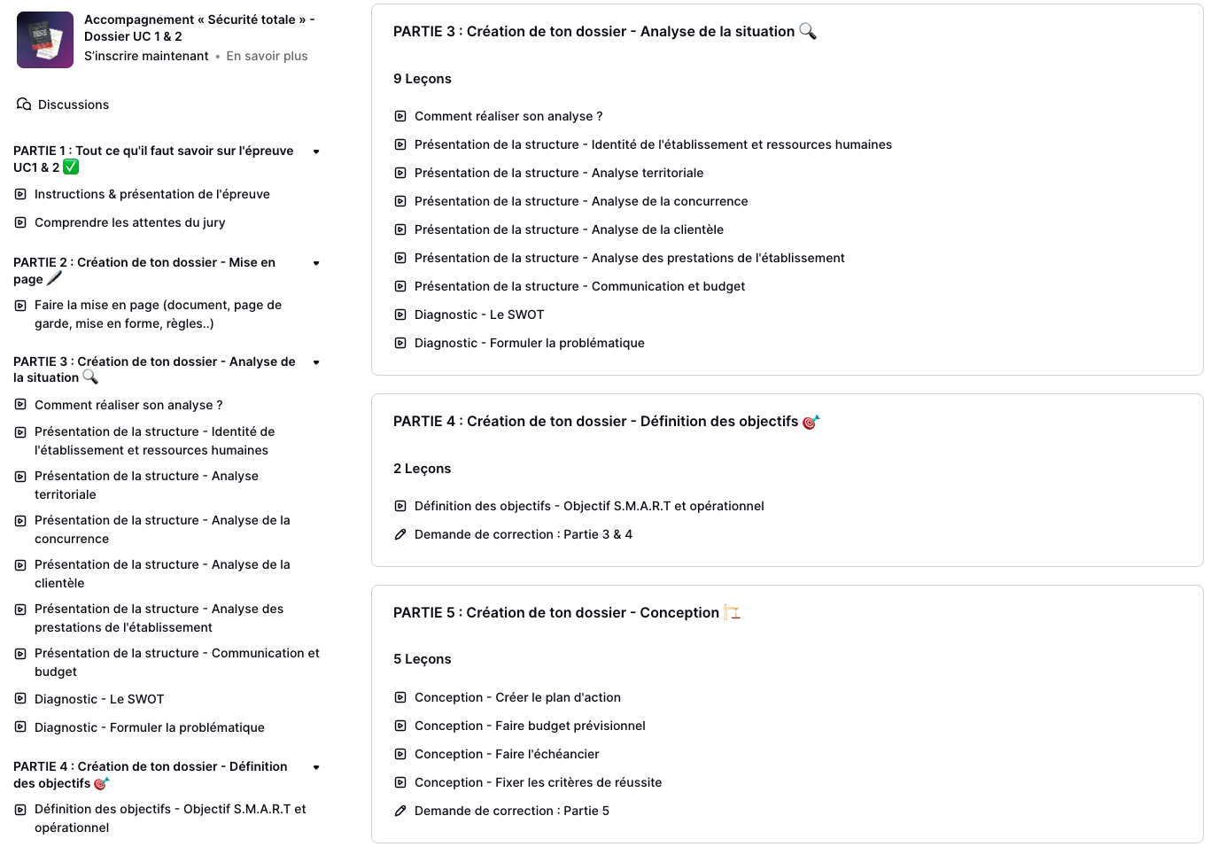 Programme UC 1 & 2 — 8 parties, +20 vidéos